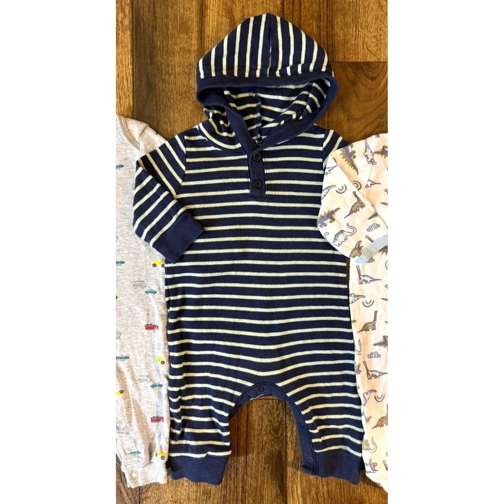 Baby Boy 3/6 Months Long Sleeved Rompers Outfits Pants Sleep And Play Lot Stripe